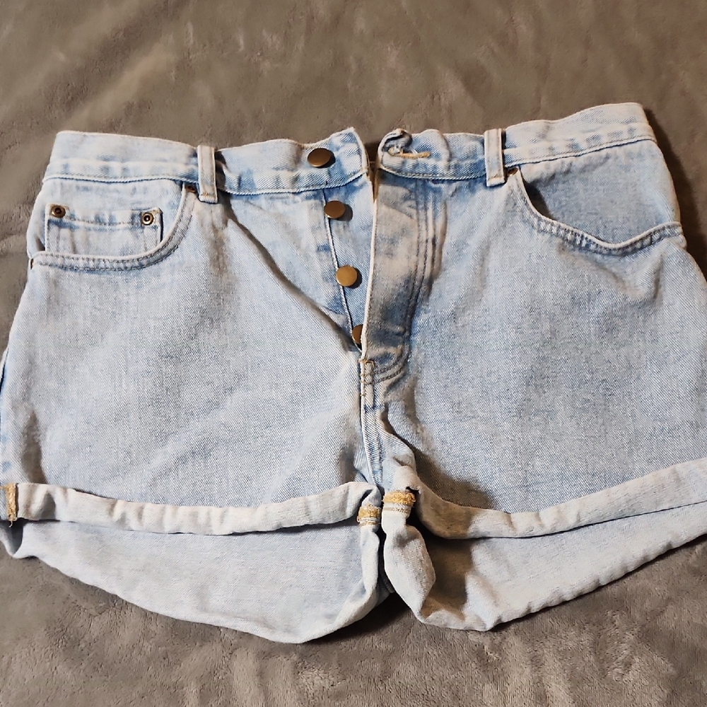 Forever 21 Blue Jean Shorts High-Waisted Cuffed